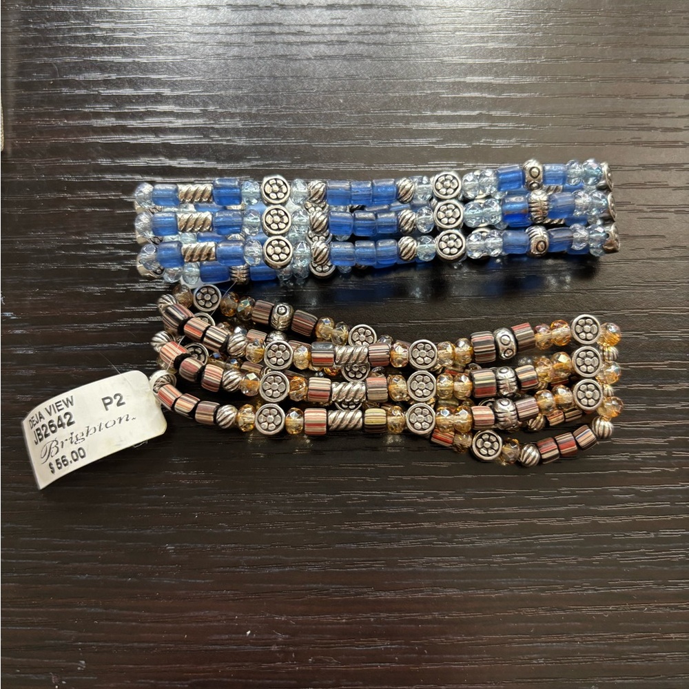 Elegant Beaded Bracelet Set - Blue and Brown
